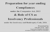 Preparation for year ending Compliances - ICSI for year end... · under Insolvency And Bankruptcy Code, 2016 • IBC, 2016 has been assented by the President of India on 28th May,