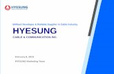 Brilliant Developer & Reliable Supplier in Cable Industry HYESUNGhscnci.com/wp-content/uploads/2019/06/hyesung_company_2019.pdf · HYESUNG Marketing 2019 Sep. ECOC in Dublin, Ireland