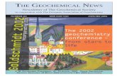 THET GEOCHEMICAL HE G NEWS #110, J EOCHEMICAL ANUARY 2002 1 … · 2012-08-07 · Goldschmidt Conference to be held in Kurashiki, Japan (7-12 September 2003), we have acknowledged