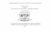 DEPARTMENT OF ELECTRICAL ENGINEERING, …ee.cet.ac.in/downloads/Notes/PS-Lab-Manual2019.pdf1 DEPARTMENT OF ELECTRICAL ENGINEERING MANUAL FOR POWER SYSTEMS LABORATORY (B.TECH) Third
