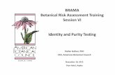 BRAMA Botanical Risk Assessment Training Session VI ......BRAMA Botanical Risk Assessment Training Session VI Identity and Purity Testing. Testing Method ... common adulterants •Hepatotoxic