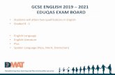 GCSE ENGLISH 2019 2021 EDUQAS EXAM BOARD · GCSE ENGLISH 2019 –2021 EDUQAS EXAM BOARD • Students will attain two qualifications in English • Graded 9 - 1 • English Language