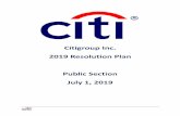 itigroup Inc. 2019 Resolution Plan Public Section July 1, 2019iti 2019 § 165(d) Resolution Plan Public Section Page 1 A. Introduction iti is committed to ensuring that it can be resolved