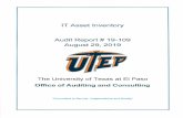 IT Asset Inventory Audit Report# 19-109 …...IT Asset Inventory Audit Report# 19-109 August29,2019 The University of Texas at El Paso Office of Auditing and Consulting "Committed