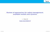 Review of approaches for safety management: available ... · 16/03/2011 L. Macchi, 2011 Messages and recommendations 1. An organisation should explicitly define patient safety, safety