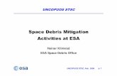 SpaceDebrisMitigation Activitiesat ESA - UNOOSA · ATV Jules Verne: a 20-ton ESA servicing vehicle for ISS launched from Kourou on Ariane 5 on March 9, 2008; ISS docking on April