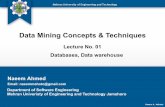 Data Mining Concepts & Techniques · 2015-01-08 · Naeem Ahmed Department of Software Engineering Mehran Univeristy of Engineering and Technology Jamshoro Email: naeemmahoto@gmail.com
