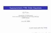 Supersymmetric Fifth Order Equationsshell.cas.usf.edu/~wma3/NMMP-Xinjiang-2009_files/Liu-Qingping.pdfSasaki & Yamanaka PTP(1988) NLS Roelofs & Kersten JMP (1992) HD Liu JPhys A 28