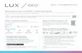 GEO WiFi THERMOSTAT - Lux Products · DE LA CERCA GEO Encuentre los reembolsos y videos de demostración disponibles en lux-geo.com FIND AVAILABLE REBATES and Video Demos at Lux-Geo.com