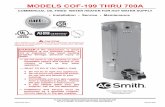 MODELS COF-199 THRU 700A - Water HeatersMODELS COF-199 THRU 700A CAUTION TEXT PRINTED OR OUTLINED IN RED CONTAINS INFORMATION ... *Model numbers followed by the suffix "A" indicates