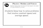 Physics: Motion and Forces 1aPhysics: Motion and Forces Students know that when forces are balanced, no acceleration occurs; thus an object continues to move at a constant speed or