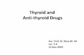 Thyroid and Anti-thyroid DrugsThyroid storm •Presents with extreme symptoms of hyperthyroidism. •The therapeutic options for thyroid storm are the same as those for hyperthyroidism,