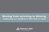 Moving from surviving to thriving - Governors State University7)/Student... · Moving from surviving to thriving: Supporting our students in their time of need. Shaniqua Jones, Ed.D.,