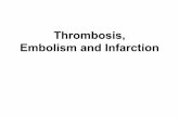 Thrombosis, Embolism, Infarction · 2019-02-22 · of blood. Almost all emboli represent some part of a dislodged thrombus, hence the termthromboembolism. Rare forms of emboli include