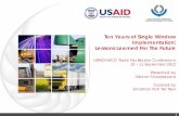 Ten Years of Single Window Implementation: Lessons Learned … · 2015-06-12 · 1 Ten Years of Single Window Implementation: Lessons Learned For The Future USAID/WCO Trade Facilitation