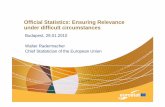Official Statistics: Ensuring Relevance under difficult ... · Walter Radermacher 6 Statistics in a democracy / global info society State is one user as all others (“citizens first”)