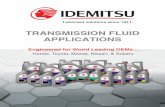 TRANSMISSION FLUID APPLICATIONS · 2019-06-07 · Audi A3 Quattro 2007 Automatic Transmission T IV IDEMITSU ATFType TLS Audi Q3 2017-2018 Automatic Transmission T IV IDEMITSU ATFType