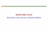 BRAYTON CYCLE · 2019-10-23 · BRAYTON CYCLE 4 The open gas-turbine cycle can be modeled as a closed cycle, by utilizing the air-standard assumptions. Compression&expansionprocesses
