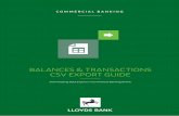 BALANCES & TRANSACTIONS CSV EXPORT GUIDE · 2018-06-01 · Balances & Transactions CSV Export The Balances & Transactions data export file in Commercial Banking Online contains 8
