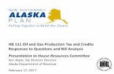 HB 111 Oil and Gas Production Tax and Credits Responses to ... · • Divisible profit (value less costs) of all Alaska oil was $111 billion State averaged 57% 2007 – 2016 SB21