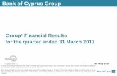 Bank of Cyprus Group...(1) The Group Financial Results referred to in this Presentation relate to the consolidated financial results of Bank of Cyprus Holdings Public Limited Company