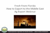 Fresh From Florida How to Export to the Middle East Ag Export … · 2015-11-24 · Reasons to Export to the Middle East •U.S. exports reached over $380 billion in 2013 •$19 billion