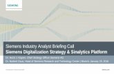 Siemens Digitalization Strategy & Sinalytics Platform · 2020-02-19 · – Smart Grid Asset performance management / security services – Smart Grid Asset operation services BT