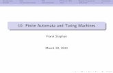 10. Finite Automata and Turing Machinesgem1501/year1314sem2/turing.pdf · Finite State Automata start q 0 q 2 q 1;q 3 1 0 1 0 1 This automaton accepts strings such as 0, 01, 011,