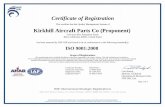 Certificate of Registration Kirkhill Aircraft Parts Co ......Kirkhill Aircraft Parts Co (Proponent) 3120 and 3051 Enterprise Street Brea, California, 92821, United States Remote Location: