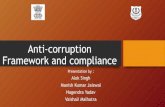 Anti-corruption Framework and compliance · Presentation by : Alok Singh Manish Kumar Jaiswal Nagendra Yadav Vaishali Malhotra . ... ¾ Preventive vigilance ¾ Social infrastructure
