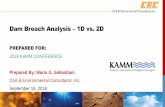 Dam Breach Analysis 1D vs. 2D · 2018-09-25 · Dam Breach Analysis ... Hydraulic Modeling Utilizing HEC-RAS 2D When is 1D Okay o Locations where flow isn’t required to spread (uni-directional