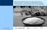 Rice Fortification in Developing Countries: A Critical …...Rice Fortification in Developing Countries: A Critical Review of the Technical and Economic Feasibility Edited by Sajid