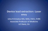 Device lead extraction: Laser envy · •Mechanical obstruction . Jones et al HR 2008 . Lead extraction •Mechanical traction •Locking stylet •Support sheaths – for counter-traction