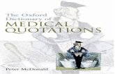 Oxford Dictionary of Medical Quotations · Preface The Oxford Dictionary of Medical Quotationsis intended to be a rich source of quotations covering a variety of medically related