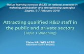 Attracting qualified R&D staff in the public and private ... · Claire NAUWELAERS Independent expert in STI policy. The topic 2 National initiatives aimed at fostering brain circulation,