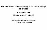 Overview: Launching the New Ship of State...Overview: Launching the New Ship of State Chapter 10 (Note quiz Friday!) Test Corrections due Tuesday 10/28. FEDERALIST ERA Theme 1 Led