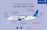 Out with the gold, in with the blue UNITED’S NEXT LIVERY · Rhapsody Blue, United Blue and Sky Blue Larger globe logo on tail painted mainly Sky Blue Updated swoop from our Dreamliner