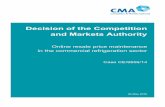 Decision of the Competition and Markets Authority · 2016-06-10 · Decision of the Competition and Markets Authority . Online resale price maintenance in the commercial refrigeration