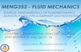 MENG353 - FLUID MECHANICS Fluid Mech/MUNSON...Models are widely used in fluid mechanics. Major engineering projects involving stmctures, air- craft, ships, rivers, harbors, dams air