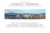 POWNAL, VERMONT...The Town of POWNAL, VERMONT Annual Report for Year Ending June 30, 2016 Winter in Pownal – Photo by Leslie Morgenthal 2017 Town Meeting and Election School Meeting
