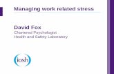 Managing work related stress David Fox...HSL: HSE’s Health and Safety Laboratory The HSE Management Standards 6 factors • Demands –workload, work patterns, work environment •