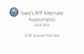 Iowa’s AYP Alternate Assessments Science Pilot Test...Iowa’s AYP Alternate Assessments 2014-2015 •Learning Goal •Understand how to administer the DLM Science Pilot Test •Success