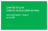 CHAPTER 113 & 114...Last two Surahs of the Quran (Surah 113 and 114) Mu’wadaitain These two surahs i.e. Surah Al-Falaq and An-Naas are different surahs but they are deeply related