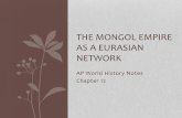 The Mongol Empire as a Eurasian NetworkChapter 12 THE MONGOL EMPIRE AS A EURASIAN NETWORK. Toward a World Economy •Mongols did not make or trade ... Eurasia •Closest relationship