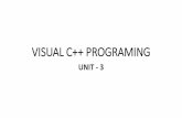 VISUAL C++ PROGRAMINGnewhorizonindia.edu/nhc_kasturinagar/wp-content/uploads/2019/05/unit-3.pdf · Microsoft Visual C++ •Microsoft Visual C++ compiler provides a 32-bit foundation