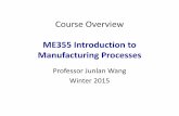 Course Overview ME355 Introduction to Manufacturing …courses.washington.edu/me355b/Lecture_Notes/Course_Overview.pdfCourse Overview ME355 Introduction to Manufacturing Processes