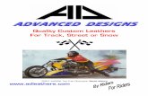 ADVANCED DESIGNS - The Original Custom Leather Racing …Leather shoulder, elbow/forearm, knee/shin & seat pads Spandex Panel Kidney and crotch vents STAGE I Includes: Basic suit Leather