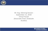 M. Eng. Advising Session September 11, 2018 Vinay …...Course Requirements M.Eng. •8 courses: at least 4 in CME, of which at least 3 are at 600 level •All courses at least at