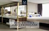 INK HOTEL AMSTERDAM · Each room provides a feeling of natural light and space in a different way. In each room the open bathroom, white marble details and touches of messing create