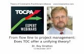 From flow line to project management: Does TOC offer a ...tocpractice.com/wp-content/uploads/TOCPA-Expert-Webinars_Roy-Stratton... · Theory of Constraints Practitioners Alliance